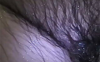 Hairy mature in shower