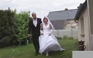 Granny fisted with wedding dress